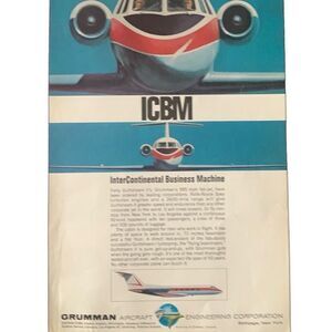 Vintage 1966 Grumman ICBM InterContinental Business Machine Ad Advertisement